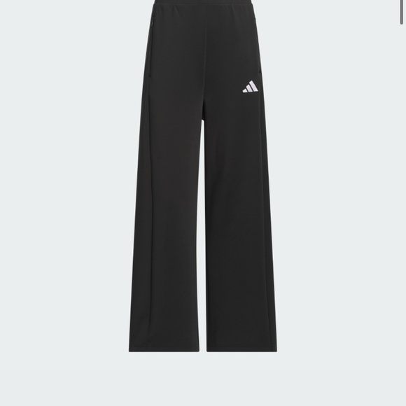 adidas Pants - adidas Womens  Black Wide-Leg Track Pants with White Logo